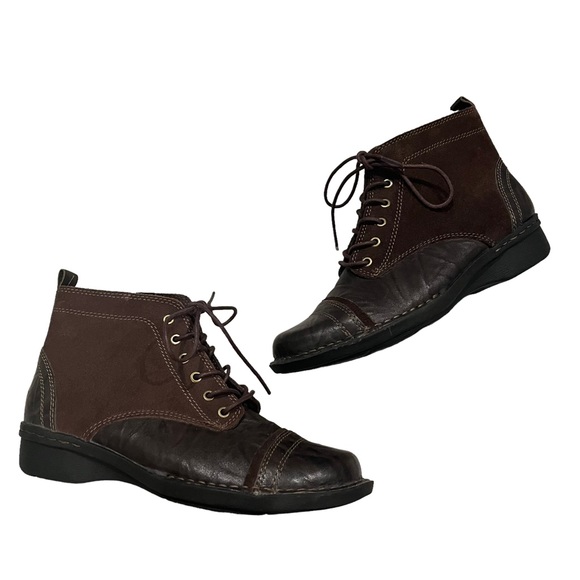 Clarks Brown Whistle Watch Suede Leather Lace Up Ankle Boots, Sz 6 - Picture 3 of 14